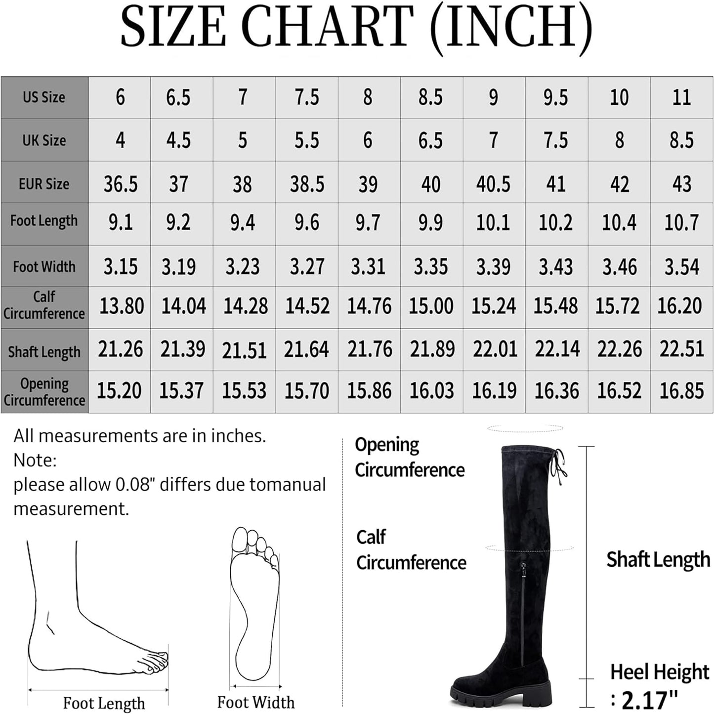 Jeossy Women's 990 Over the Knee High Boots Platform Thigh High Boots Round Toe Long Boots for Women