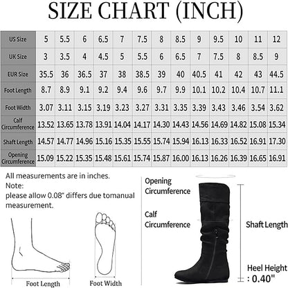 Jeossy Women's 9601 Knee High Boots Tall Slouch Boots with Inside Zipper