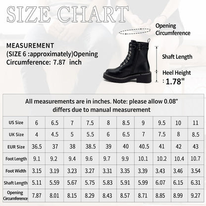 Jeossy Women's 9627 Combat Ankle Boots Low Heel Lace-up Booties with Side Zipper