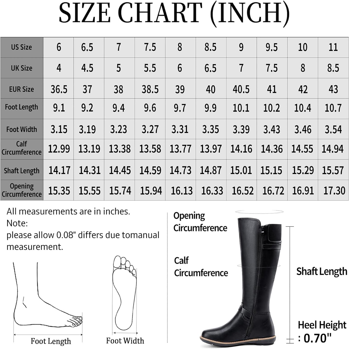 Jeossy Women's 9655 Knee High Boots Flat Riding Boots Buckle Tall Boots with Zipper for Women