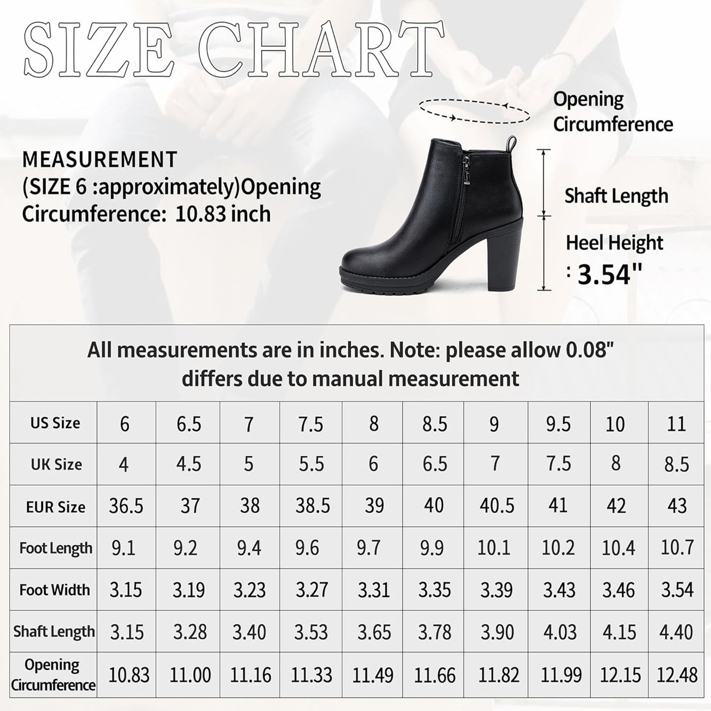 Jeossy Women's 9675 Platform Ankle Boots Fashion Chelsea Chunky Block Heel Booties