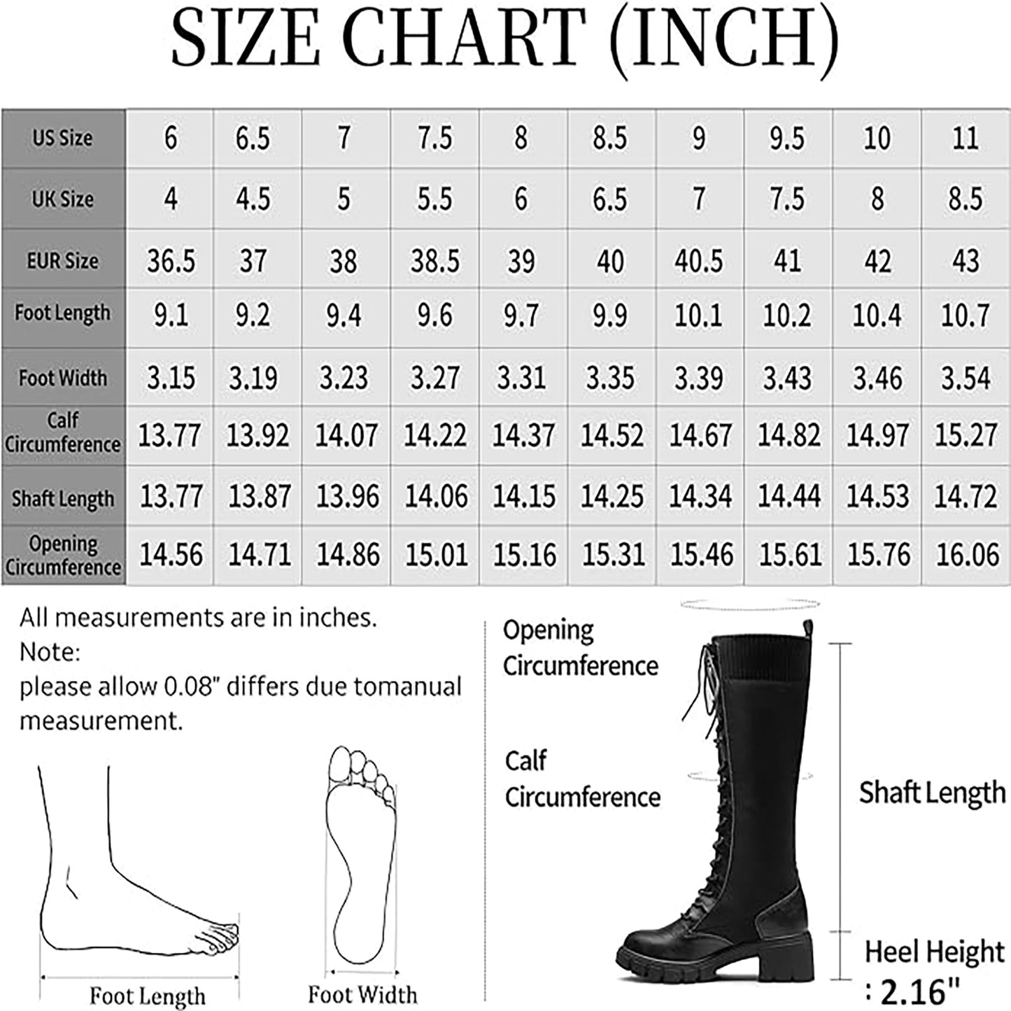 Jeossy Women's 9603 | Knee High Boots | Platform Chunky Heel Boots for Women